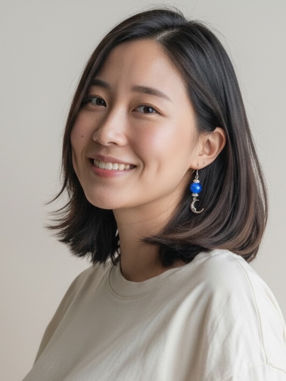 Handmade Blue Moon Charm Drop Earrings
